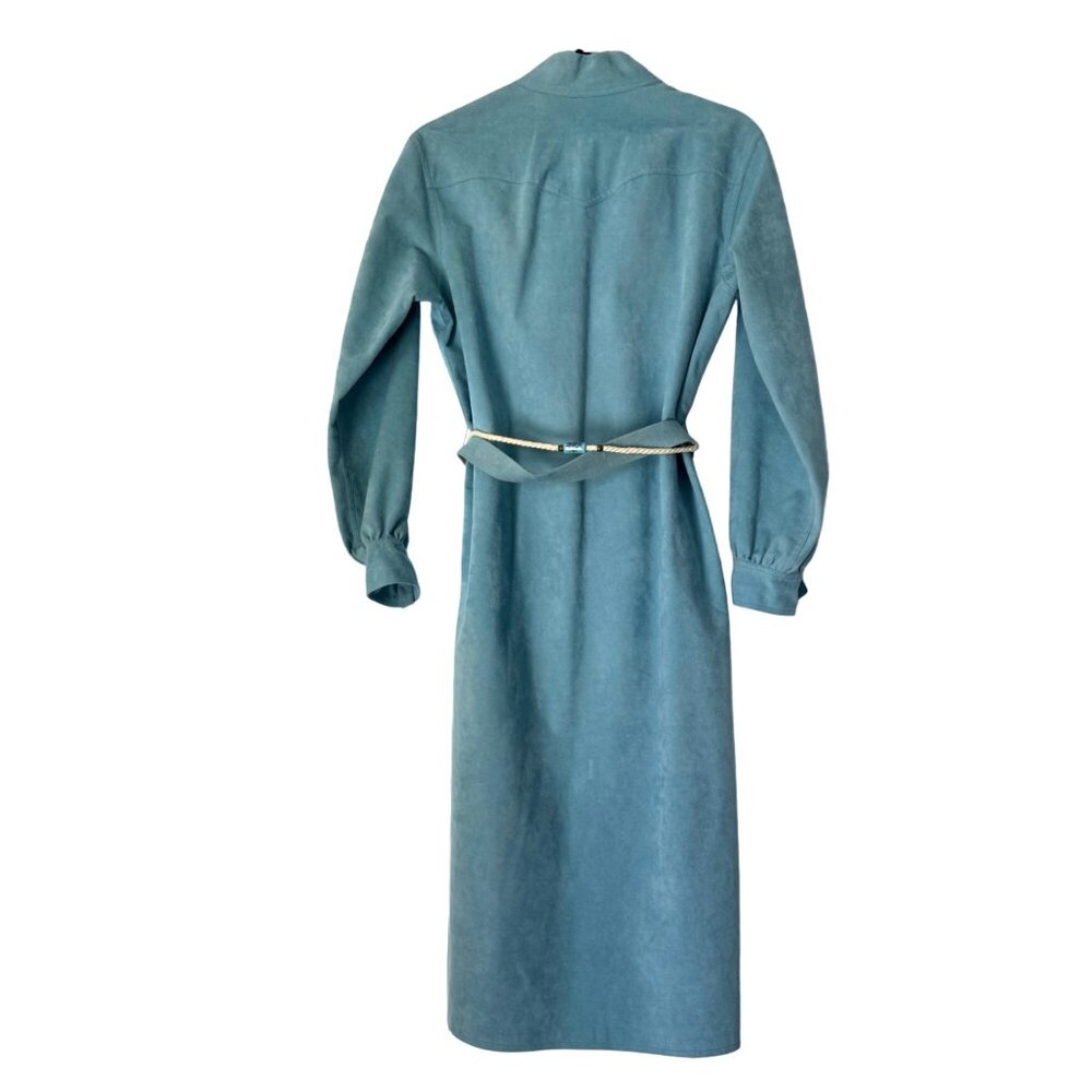 Vintage Shannon Rodgers For Jerry Silverman Teal Suede Dress Belt/Flower USA Mad - Picture 2 of 9